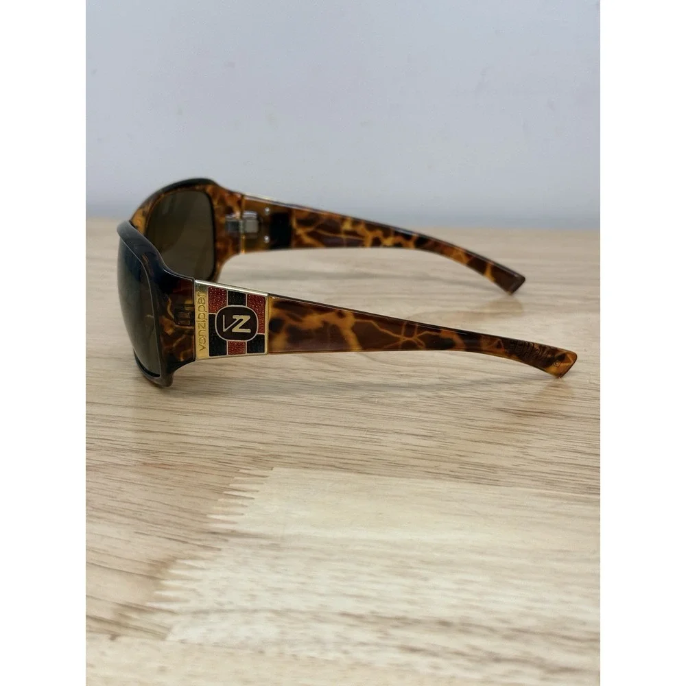 VonZipper Banshee Sunglasses Tortoise Shell Brown Lens VZ Logo Y2K Vintage